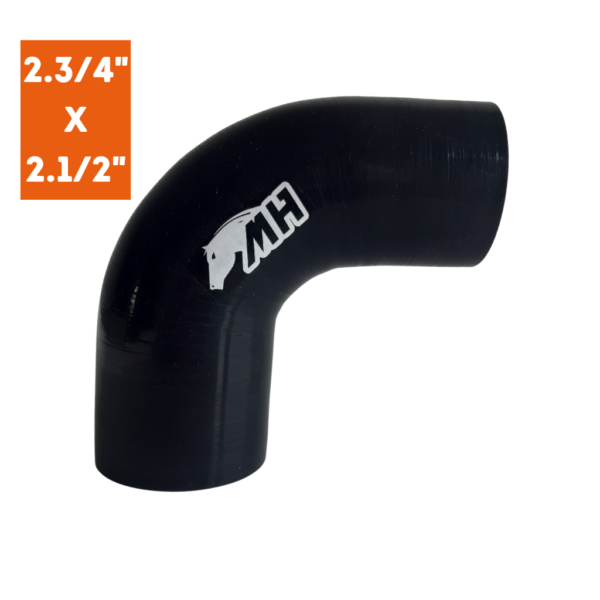 Mangote em Silicone Redutor Curva 90º 2.3/4" para 2.1/2" Preto (70mm para 63mm) x 125mm