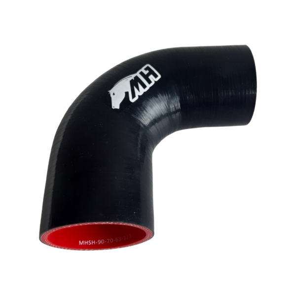 Mangote em Silicone Redutor Curva 90º 2.3/4" para 2.1/2" Preto (70mm para 63mm) x 125mm - Imagem 2
