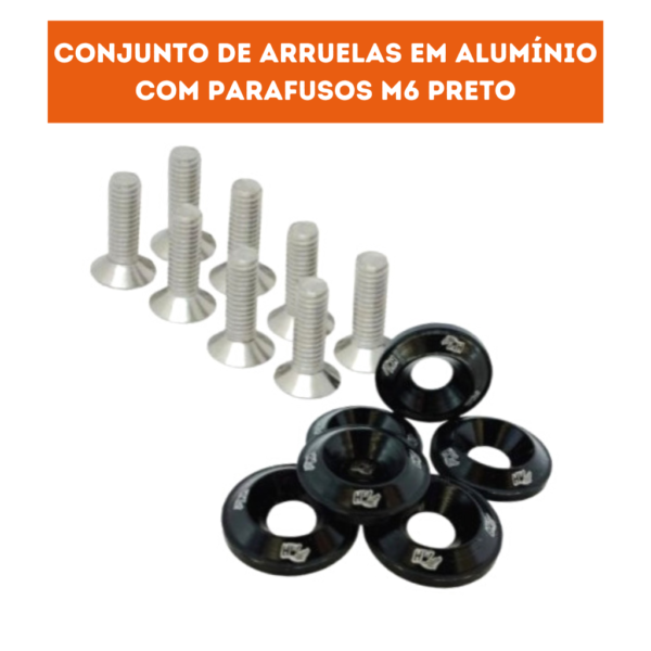 Conjunto de Arruelas em Alumínio Aerodinâmica com Parafusos M6 (10 Conjuntos)