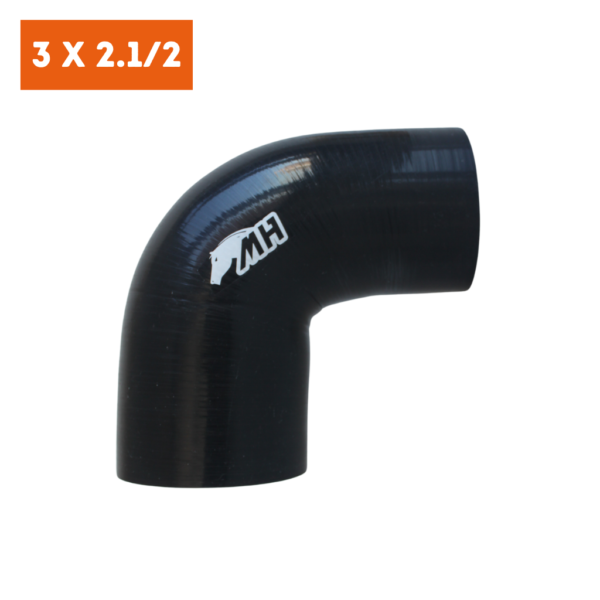 Mangote em Silicone Redutor Curva 90º 3" para 2.1/2" (76mm para 63mm) x 125mm