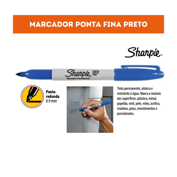 MARCADOR PERMANENTE SHARPIE PONTA FINA AZUL