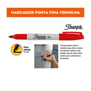 MARCADOR PERMANENTE SHARPIE PONTA FINA VERMELHA